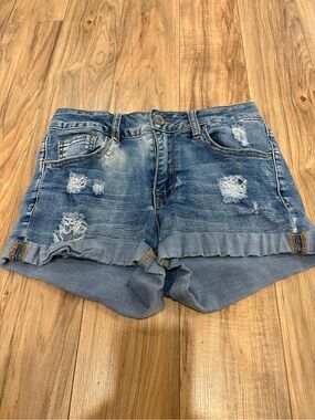 miami Distressed Light Blue Denim Shorts